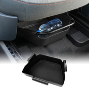 Mabett front view of under-seat box showing compact, hidden storage benefit