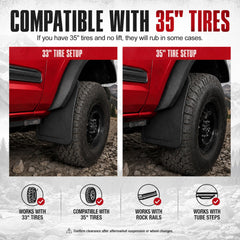 Mabett mud flap mounted next to rock rail prevents side panel debris