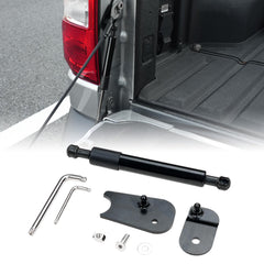 Mabett tailgate strut front view showing compact direct-fit design and durable construction