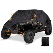 Macosy front view of UTV cover showing complete vehicle protection and secure fit