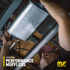 MagnaFlow muffler 11386 installed under vehicle demonstrates fitment and performance upgrade