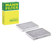 MANN-FILTER front packaging showing model name and benefit of OE-quality filtration