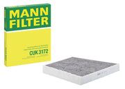 MANN-FILTER CUK3172 front view showing pleated media for cleaner cabin air