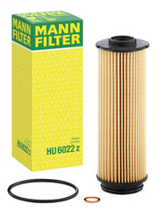 Mann Filter HU 6022 z front view showing cartridge and label benefit clear identification
