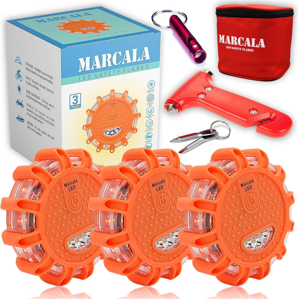 Marcala front packaging showing complete roadside kit and ready-to-gift box