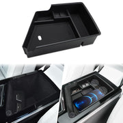 MARCHFA front view of console tray showing neat storage benefit