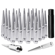 Mardarth front view of 24pc spike lug nuts showing chrome finish and uniform fit