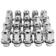 Mardarth front view of 20 chrome lug nuts showing complete kit and chrome finish benefit