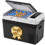 Marsail front view of 32QT fridge showing sleek compact design and portability benefit