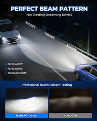 Marsauto bulbs installed in headlight housing demonstrating plug-and-play ease and fit