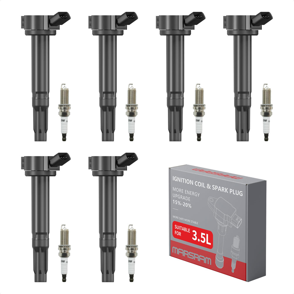 Marsram front packaging showing complete ignition coil and plug kit, clear replacement benefits
