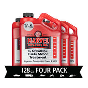 Marvel Mystery Oil front packaging shows bottle and benefits for engine care