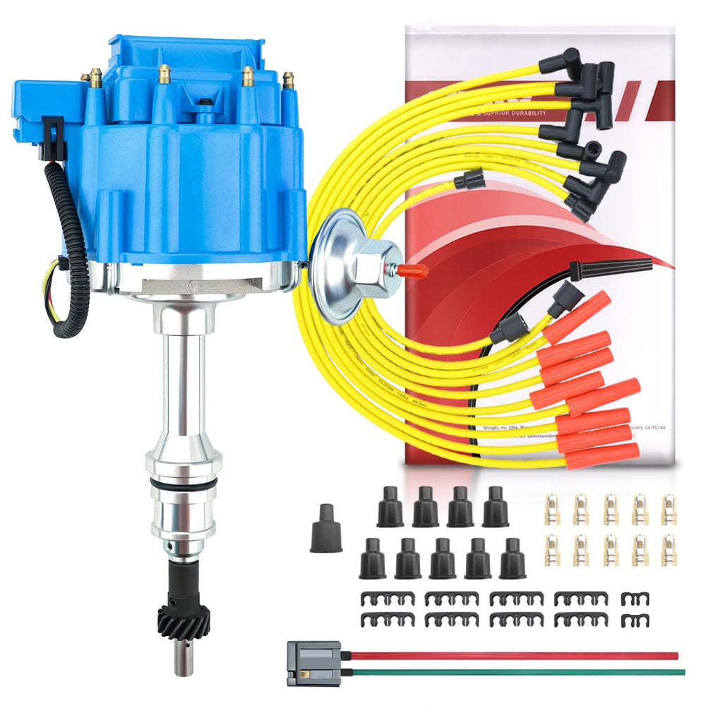 MAS HEI distributor front view showing blue cap and benefits of reliable ignition