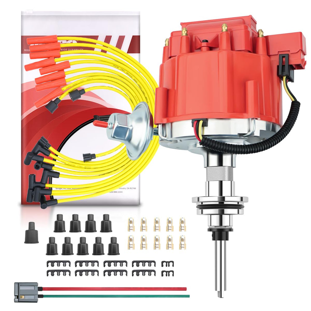 MAS red cap HEI distributor front view showing clean fitment and easy install