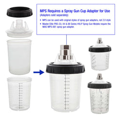 Master Airbrush 6 oz mini cup attached to spray gun in use, ideal for small-detail jobs