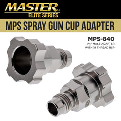 Master Airbrush MPS-840 thread close-up showing precise 19 BSP threads for secure fit