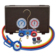 Mastercool front view showing complete manifold kit and organization benefits