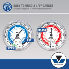 Mastercool hoses and couplers layout showing three 60-inch hoses for reach