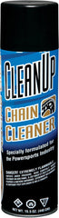 Maxima Clean-Up being sprayed on a motorcycle chain to dissolve grime fast