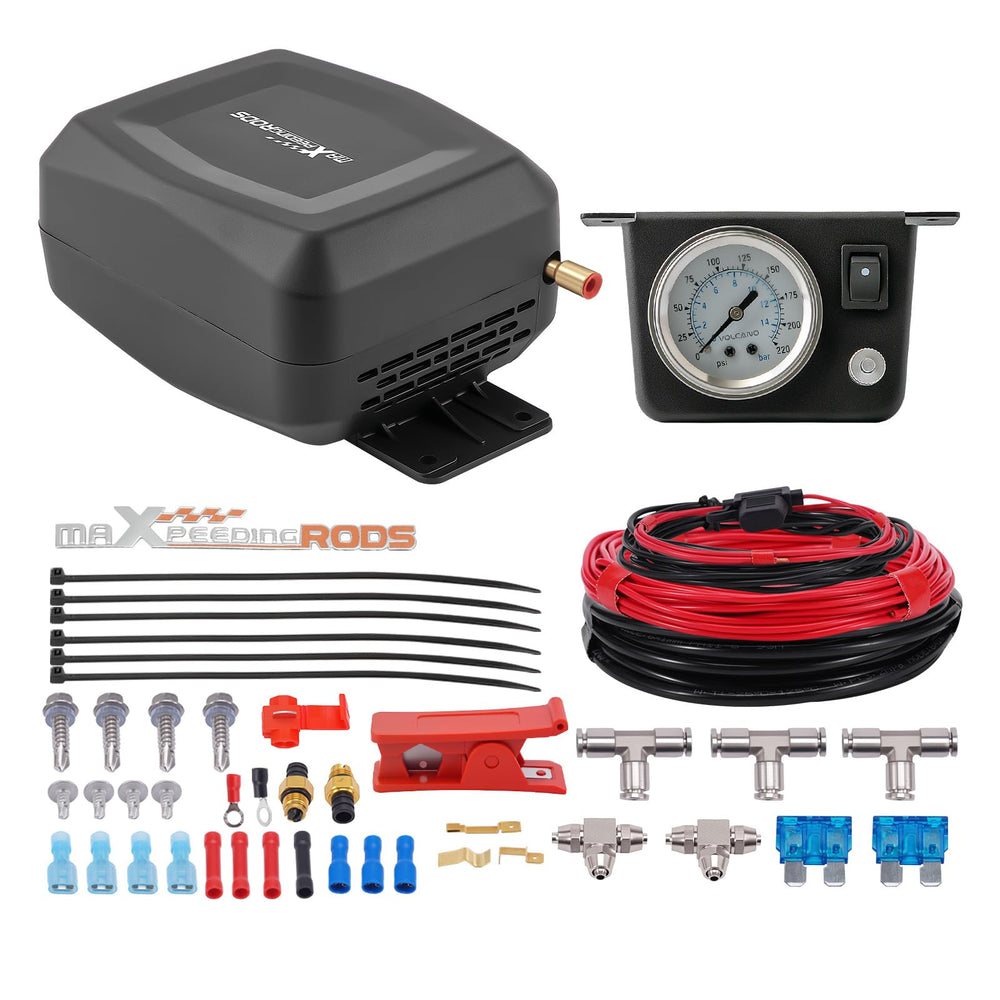 maXpeedingrods compressor front view showing compact durable design and quick inflation benefit