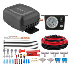 maXpeedingrods compressor front view showing compact durable design and quick inflation benefit