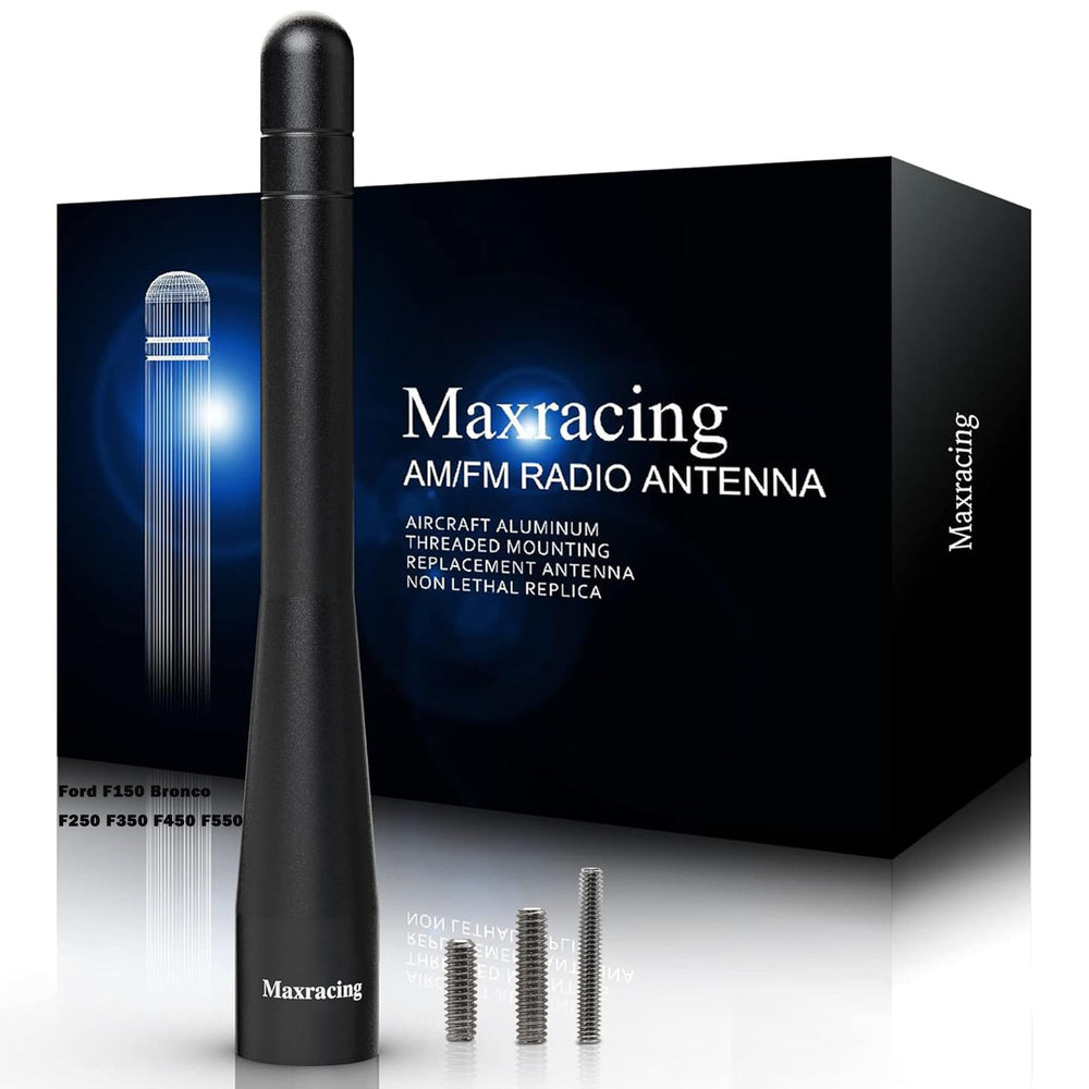 MAXRACING front view antenna mounted on truck showing low-profile benefit