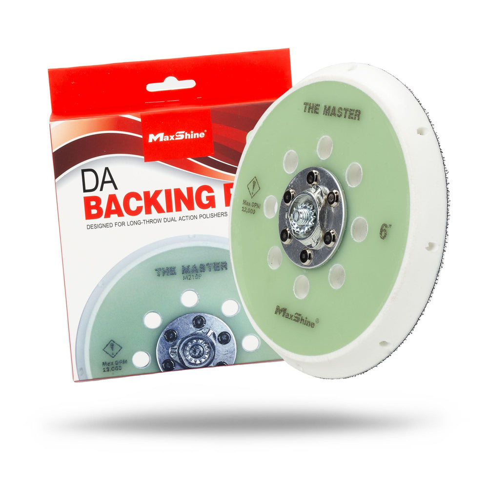Maxshine 6-inch backing plate front view showing secure mount and vents