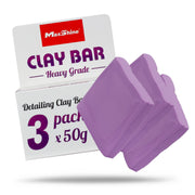 Maxshine clay bar front packaging showing three 150g bars and benefits