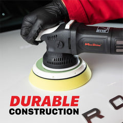 Maxshine backing plate mounted on DA polisher demonstrating stable use
