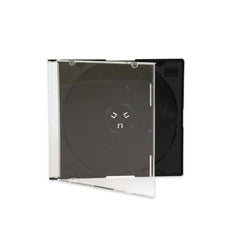 Maxtek black tray closeup highlighting molded hub for secure disc protection benefit