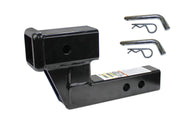 MaxxHaul hitch riser front view showing solid steel and corrosion resistance benefit