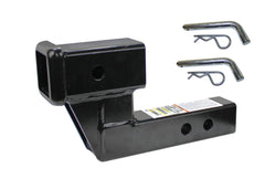 MaxxHaul hitch riser front view showing solid steel and corrosion resistance benefit