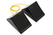 MAXXHAUL front view of rubber wheel chock showing shape and size for secure parking
