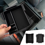 Maxzina front view of organizer showing neat console fit and organized storage benefit