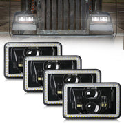 MAYELLO front view of 4x6 LED headlight pack showing full assembly and benefits