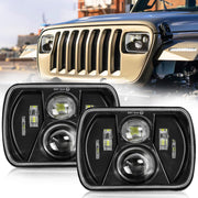 MAYELLO front view 5x7 LED headlight showing bright optics and fitment benefit