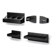 Mayouko front view of mounted trays showing accessible storage benefit