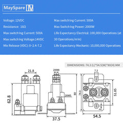 MaySpare side profile of relay highlighting compact design and bolt holes