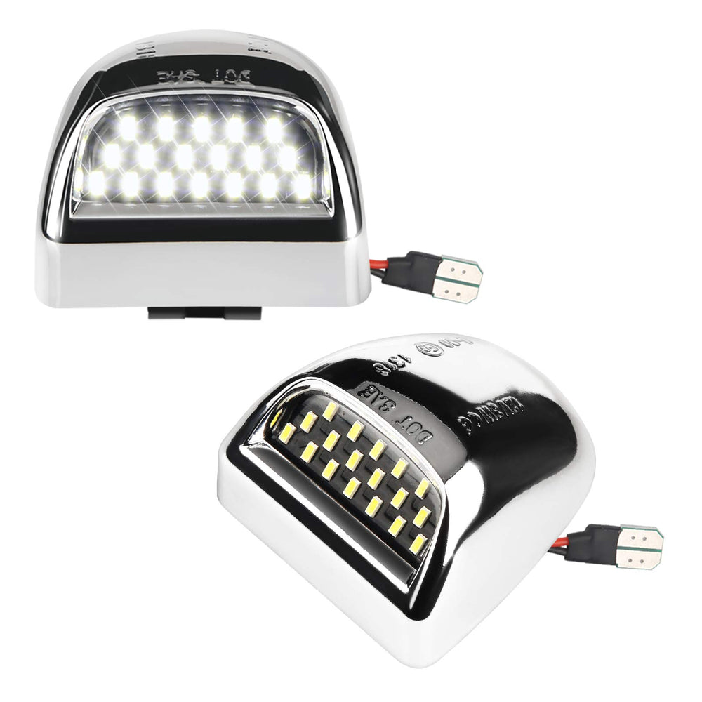 MbuyDIY front view of chrome license plate light showing compact design and modern look