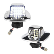 MbuyDIY front view showing chrome housing and bright white LEDs, improving plate visibility