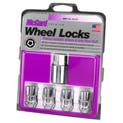 McGard front view of four chrome cone seat locks showing fit and finish benefits