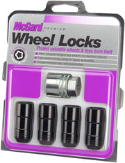 McGard 24220 front view of four black cone seat wheel locks showing professional finish and security
