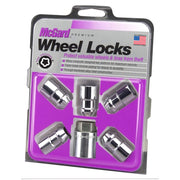 McGard front view of five chrome locks and one key showing complete set benefits