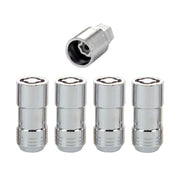 McGard front view of packaged wheel locks showing chrome finish and included key