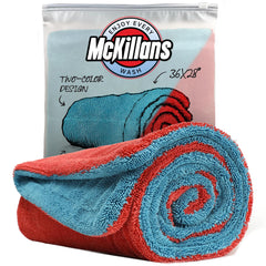 McKillans front view of XL drying towel showing size and dual-color for fast drying