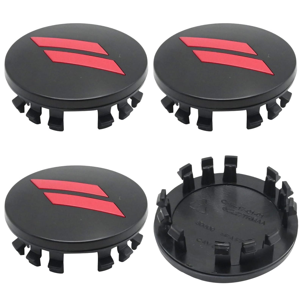 MDEOOSKY front view of four red center cap pack showing neat finish and uniform fit