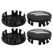 MDEOOSKY front view of four black center caps showing complete replacement set benefit