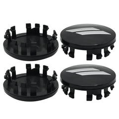 MDEOOSKY front view of four black center caps showing complete replacement set benefit