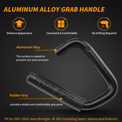 MEALAM installed handle inside Jeep Wrangler demonstrating passenger support