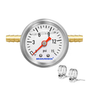 MEASUREMAN front dial view showing clear 0–15 psi scale and stable readout